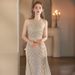 Women's Halter Neck Evening Gown with Fishtail Skirt High-End Feel for Niche Banquet Socialite Hostess Luxury Party Wear_ecoleips.com