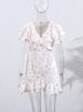 Fashion Floral Printed Mini Dress For Women Elegant V-neck Puff Short Sleeve Waist Short Dress Lady 2025 Chic Beach Vestidos_ecoleips.com