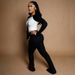 Women's Clothing Women's Fashion Long Sleeved Round Neck T-Shirt And Headscarf Set Patchwork Color Blocking Slim Fit Trousers Style Autumn Winter_ecoleips.com