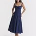 Women Romantic Ditsy Floral Spaghetti Strap Maxi Dress Tie‑Up Backless High Slit Boning Detail High Waist Slim‑Fit Sexy Evening Party Long Dress_ecoleips.com