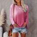 Women's Round Neck Long Sleeve T-Shirt Casual Tie Dye Print With Pocket Autumn Winter Clothing_ecoleips.com