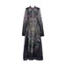 Women's Clothing Lapel Long Sleeved Big Swing Skirt With Belt Single Breasted Long Skirt Positioning Print Dress_ecoleips.com