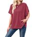 Women's Clothing Summer Solid Color Knitted Oversized Pullover Round Neck Bat Sleeve T Shirt Female_ecoleips.com