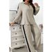 European Style Streetwear Casual For Women, Autumn 2023 New High-End Design Sweatshirt And Wide-Leg Pants Two-Piece Set_ecoleips.com