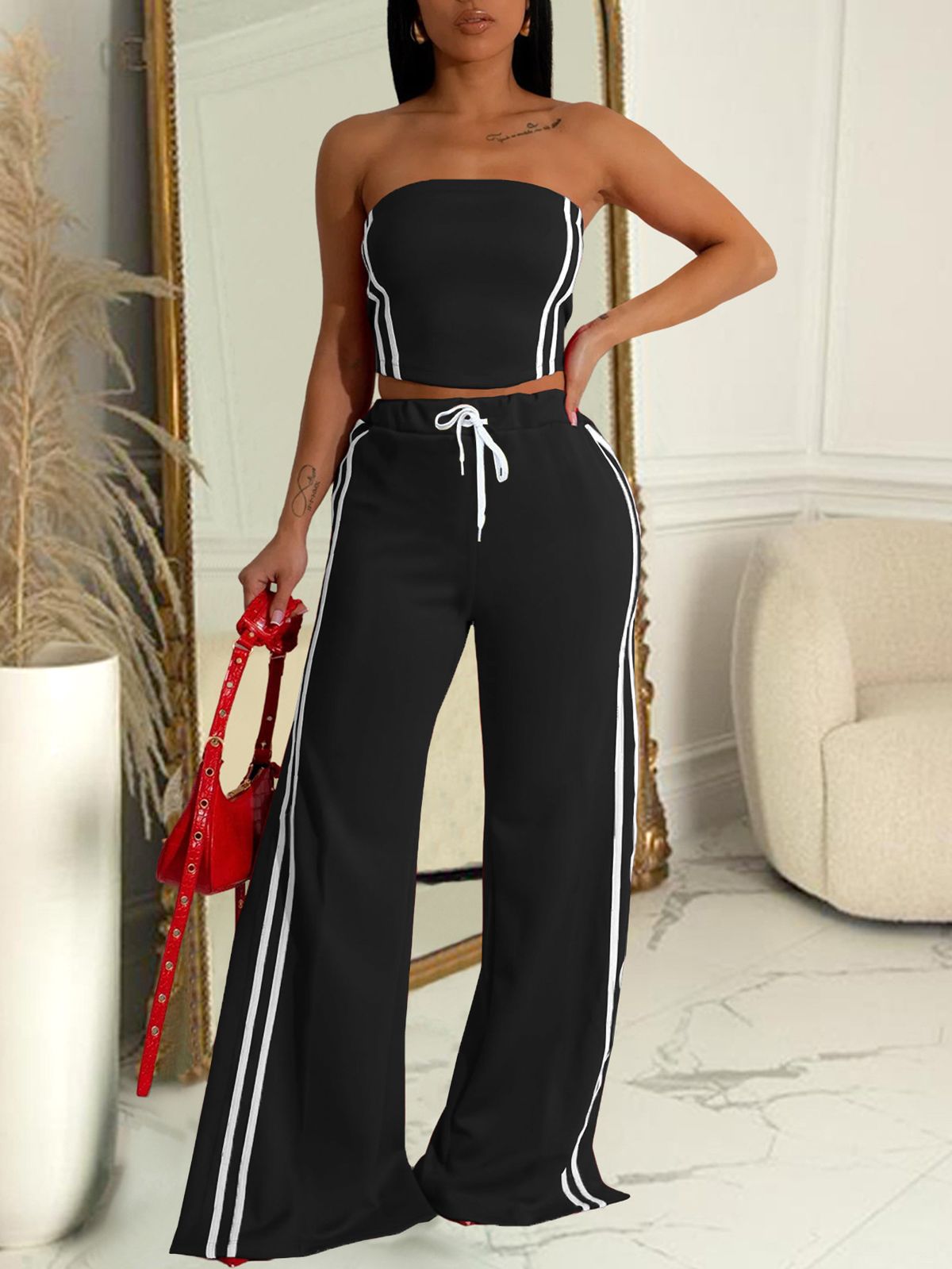 Women's Sleeveless Round Neck Crop Top And Pants Set - Summer Two-Piece Outfit For Casual Wear, Travel, And Daily Comfort_ecoleips.com