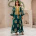 Muslim Robe Embroidered Ostrich Hair Gold Lace Evening Dress_ecoleips.com