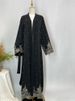 Hot Selling Open Abaya Women Clothes Lace With Pearls Design Muslim Fashion Kimono Long Kaftan Islamic Dubai Dresses For Women_ecoleips.com