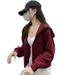 Short Hooded Sweatshirt Jacket For Women 2025 New Women's Early Autumn Zipper Cardigan Petite Top_ecoleips.com