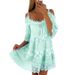 Aria Basics Aria Basics Cross-Border Princess Style European And American Off Shoulder Lace Strap Fashion Solid Color Loose Dress_ecoleips.com