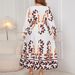 "Elegant Plus Size Flowy V-Neck Dress - Soft Long Sleeve Printed Maxi Dress For Women, Loose Fit & Comfortable, Trendy Casual & Office Wear"_ecoleips.com