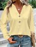 Women’s V-Neck Button-Down Long-Sleeve Blouse – Lightweight Polyester, Loose Fit, Casual & Stylish Top_ecoleips.com