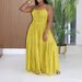 AL349 Women's Sleeveless Bohemian Dress Long Cake Skirt Suspender Design Cross Border European American Summer Fashion_ecoleips.com
