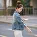 2026 Spring New Women's Loose-Fit Versatile Vintage Design Jacquard Rhinestone Ladies' Denim Jacket YF2706_ecoleips.com