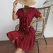 Summer Women's Single Breasted Dress Loose Pocket Ruffled Hem Casual Short Sleeve_ecoleips.com