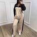 Women's Color Block Top And High Waisted Straight Leg Pants Set European American Style Trendy Two Piece Autumn Outfit_ecoleips.com