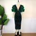 Women's Clothing Sexy V Neck Stacked Sleeve Dress High Waist V Back Party Sequin Dress Dress_ecoleips.com
