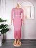 Women's Clothing Sequin Fringe Bodycon Dress – V-Neck Glam Midi Dress With Beaded Details (Black/Pink/White/Red/Blue)_ecoleips.com