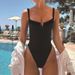Women's One Piece Swimsuit Fashionable Conservative Tummy Covering Color Block Design American Style Beach Bikini New Arrival_ecoleips.com
