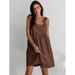 Summer Hot Girl Slip Dress Salt Holiday Loose Cotton Linen A-Line Skirt_ecoleips.com