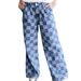 Women's High-Waisted Wide-Leg Checkered Print Casual Pants Loose Fit Autumn Fashion European American Style Jeans_ecoleips.com