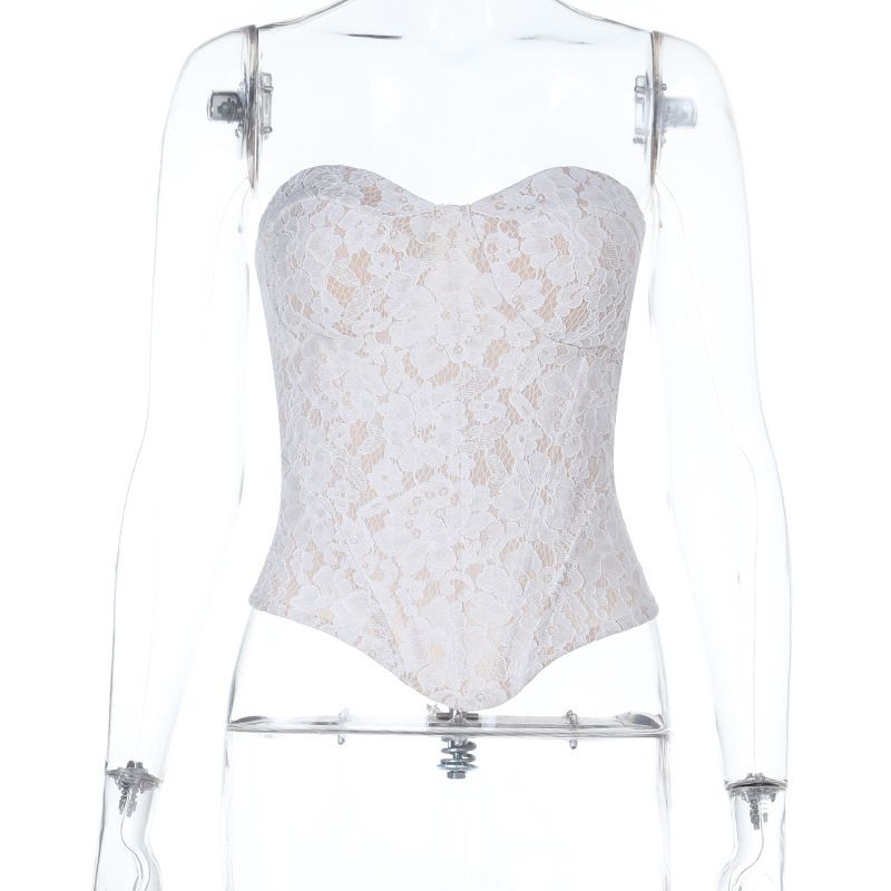 Aria Basics Aria Basics YL25260 European And American Summer New Cross-Border Foreign Trade Sexy Lace Embroidered Tube Waist Cincher Vest Top_ecoleips.com
