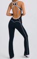 Women's Clothing Sports Cross Border Yoga Jumpsuit Women's Beautiful Back Color Matching Jumpsuit Nude Sports Fitness Wide Leg Flared Pants_ecoleips.com