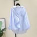 Women's Clothing Printed Striped Shirt For Women Spring And Autumn New Fashionable Loose Versatile Long Sleeved Cardigan Shirt Inner Wear_ecoleips.com