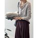 Yanshuang Korean Style Color-Block Striped Knitted Cardigan For Women, Autumn New Round Neck Versatile Thin Sweater_ecoleips.com