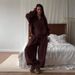 Women's Casual Long Sleeve Hooded Sports Cardigan Pants Two-piece Set Spring And Autumn Women's Cotton Sweater_ecoleips.com