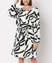 Women's Printed Long Sleeve Round Neck Belted A-Line Dress – Stylish Streetwear For Casual & Urban Outfits_ecoleips.com