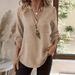 Aria Basics Aria Basics 2025 Spring/Summer European And American Cross-Border Trade New Women's Casual Loose Plus Size V-Neck Solid Color Shirt_ecoleips.com