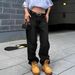 Women's Clothing new hot girl high end black cat whisker straight jeans simple and versatile_ecoleips.com