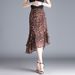 Verve Irregular Leopard Print Chiffon Mermaid For Women Summer 2025 New High Waist Slim Fit Bodycon A-line Midi Skirt_ecoleips.com