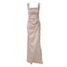 Women's Clothing 2025 Summer New Fashion Sexy Back-Tie Slit Solid Color Strap Dress Wholesale_ecoleips.com