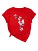 European And American Cross-border Foreign Trade Women's Floral Butterfly Round-neck Printed Short-sleeve T-shirt Top_ecoleips.com
