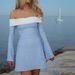 Women's Sexy Color Block Off Shoulder Long Sleeve Bodycon Mini Dress – Trendy Party Gown_ecoleips.com