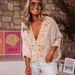 Women's Clothing New Spring And Summer V Neck Hollow Lace Hook Flower Shirt_ecoleips.com