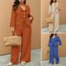 Women's Elegant Two Piece Sports Suit Autumn Winter V Neck Lace Trimmed Cardigan Shirt Trousers Set_ecoleips.com