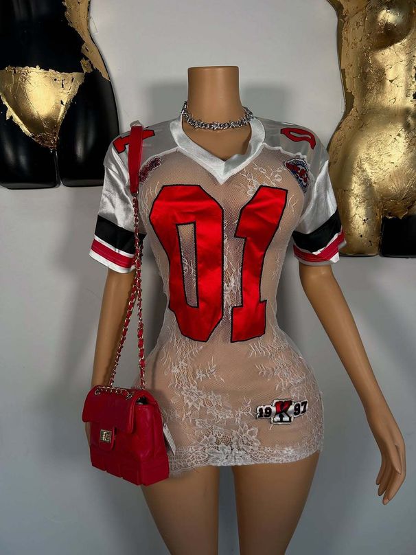 Fashion Women's Short Sleeved V Neck Dress Sexy And Hot Lace See Through Embroidered Letter Dress American Style_ecoleips.com