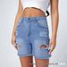 Summer New Arrival Women's Blue Ripped mid Waist Stretch Slim Fit Denim Shorts European American Style Hot Selling 2026_ecoleips.com