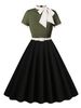 Women's Short Sleeved Dress Elegant Patchwork Bow Knot Slim Fit Style Summer New_ecoleips.com