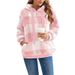 Unisex Plush Fleece Hoodie With Checkered Pattern - Cozy Long Sleeve Pullover With Kangaroo Pocket, Oversized Streetwear Outerwear For Men & Women_ecoleips.com