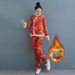 girl Northeast For Women Winter Fleece Lined Thickened Ethnic Style Coat And Pants Set Fashionable Tang Suit Floral Cotton_ecoleips.com