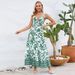 Sexy V-neck Slim Fit Elegant 2024 Summer European And American Women's Floral Vintage Print Long Dress Fashionable_ecoleips.com