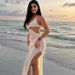 Women's Clothing Solid Color Sexy Hollow Knitted Beach Bikini Swimsuit Blouse_ecoleips.com