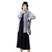 Autumn New Korean Striped Shirt Top + Fashion Long Vest Set For Pregnant Women_ecoleips.com