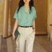 French Style Cuban Collar Letter Embroidery Shirt For Women Summer 2025 New Loose Short Sleeve Blouse_ecoleips.com