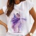 Cross-border Plus-size Loose-fitting Simple Summer Watercolor Ballet Short-sleeve T-shirt For Women_ecoleips.com