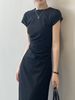 Slim Fit A-Line Midi Dress Women's Short Sleeve T-Shirt Dress High Waist Pleated Spring Summer Autumn Commute Style Casual Dress_ecoleips.com