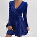 Aria Basics Aria Basics 2025 Cross-Border European And American Autumn Winter Sexy V-Neck Bodycon Irregular Short Sequin Dress_ecoleips.com